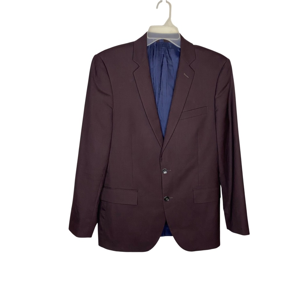 J.Crew Thompson Mens 40R Burgundy Red Wool Blazer Two Button Suit Jacket Maroon